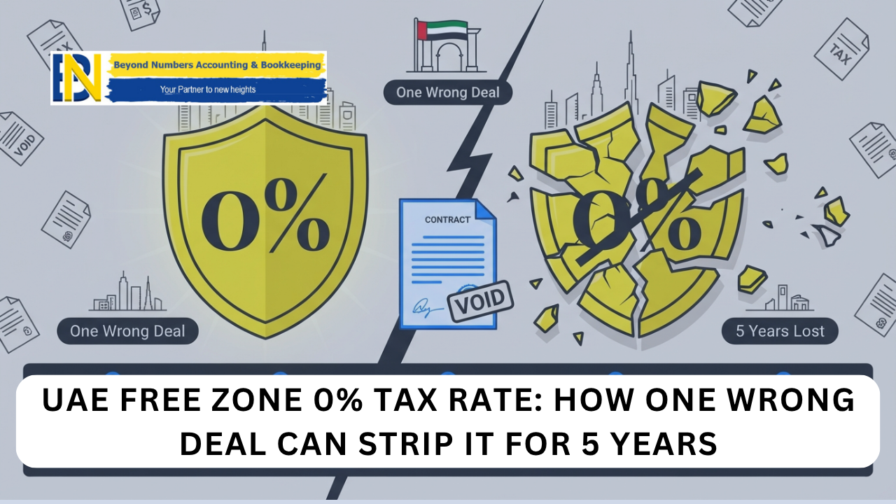 UAE free zone 0% tax rate loss de minimis breach